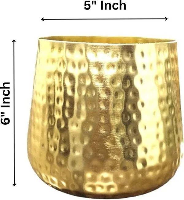 Metal_Contemporary_Hammered_Gold_Decorative_Plant_Pot
