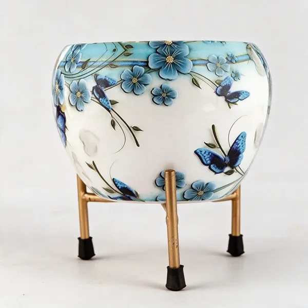 Ceramic_Modern_Printed_Multicolor_Flower_Pot_With_Metal_Stand
