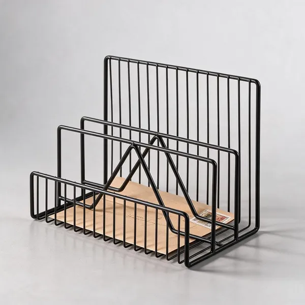 Iron_Modern_Geometric_Wire_Black_Multi_Slot_Desktop_Magazine_Holder