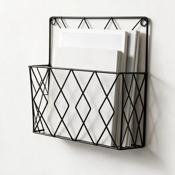 Iron_Modern_Geometric_Wire_Black_Diamond_Wall_File_Rack