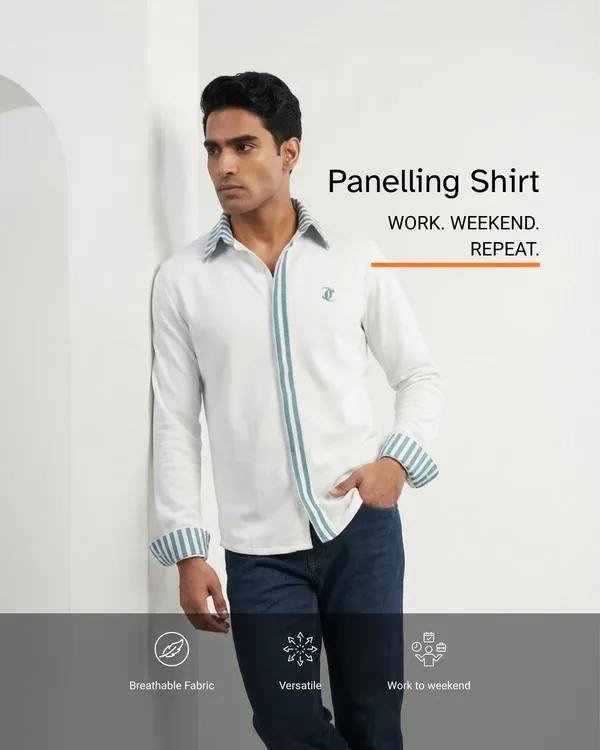 White_Panelling_Shirt_For_Men