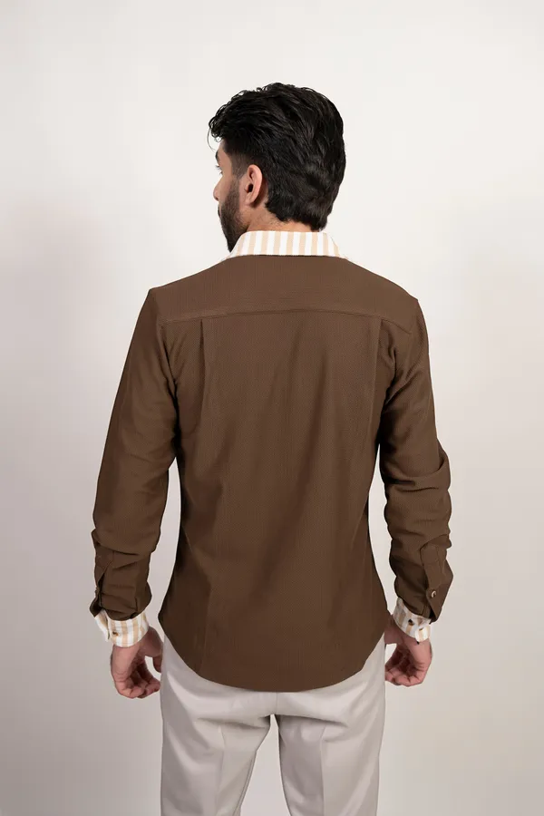 The_Subtle_Statement_Panelling_Shirt_Brown