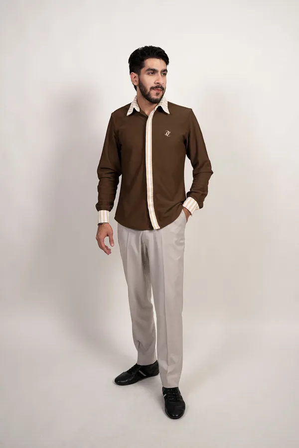 The_Subtle_Statement_Panelling_Shirt_Brown