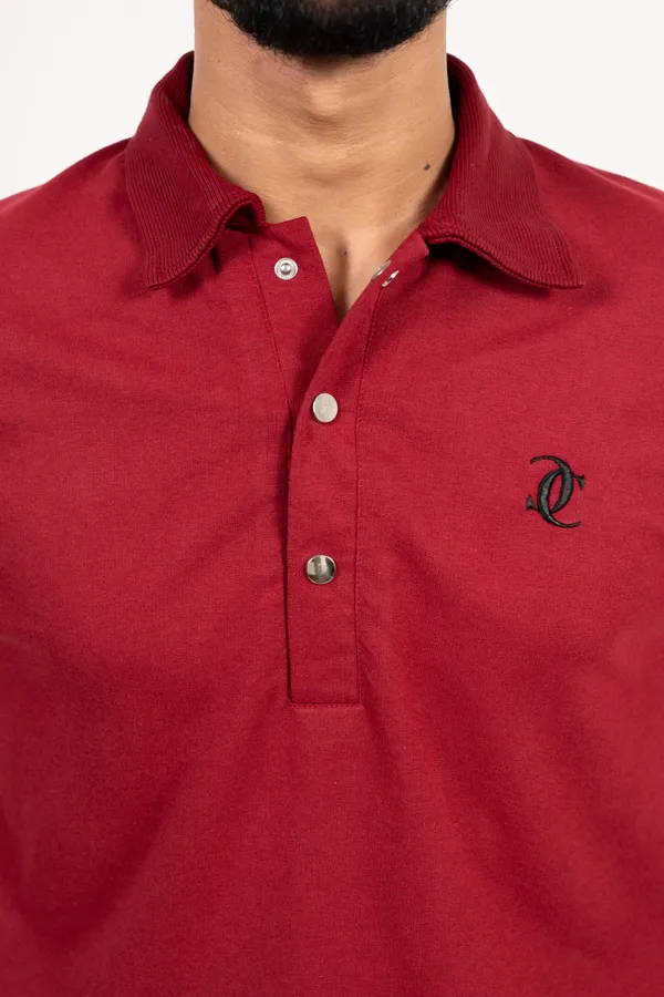 The_Premium_Buttoned_Polo_Crimson_Red