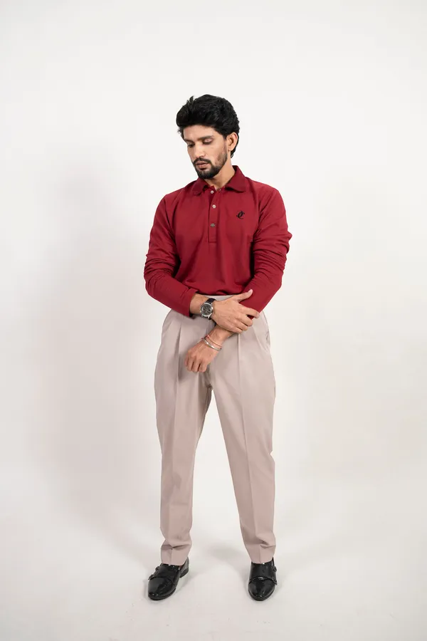 The_Premium_Buttoned_Polo_Crimson_Red