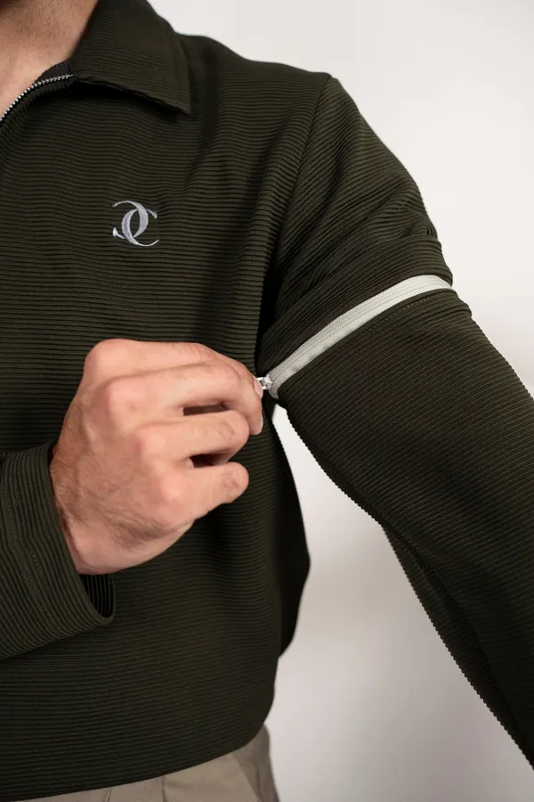 Elite_Zipper_Polo_Detachable_Sleeves_Dark_Olive