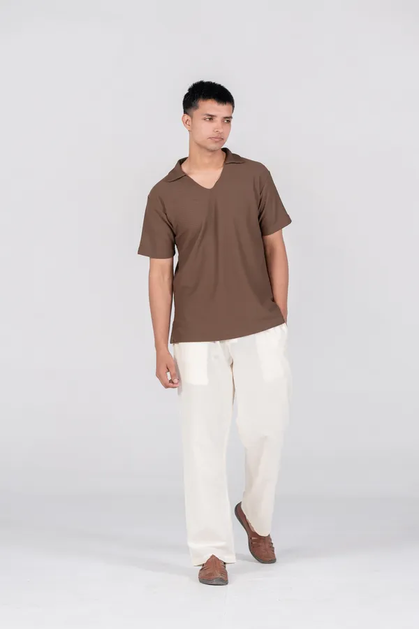 The_Easecode_V_Neck_Polo_Choco_Mousse