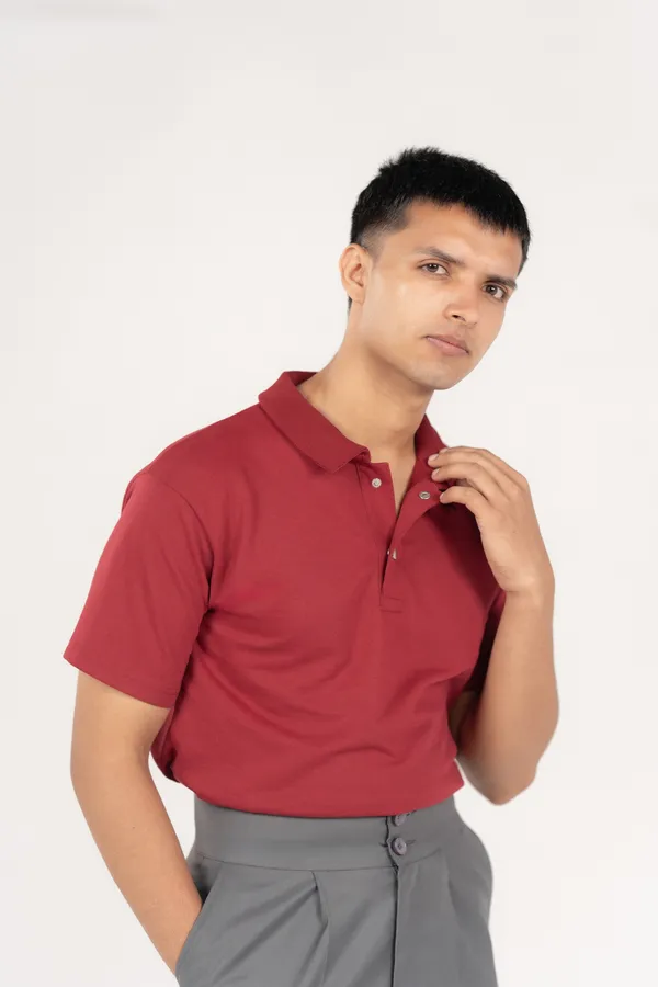 The_Smart_Snap_Button_Polo_Crimson_Red