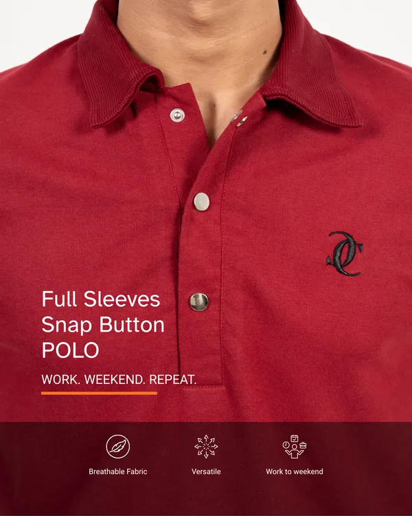 The_Premium_Buttoned_Polo_Crimson_Red