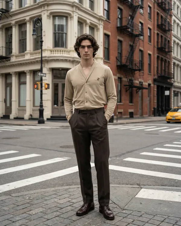 Beige_Shawl_Collar_Shirt_For_Men
