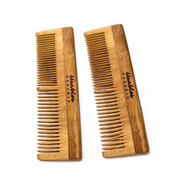 Usables_Organic_Kachhi_Neem_Wood_Dual_Teeth_Comb_Anti-Static_-_Pack_of_2