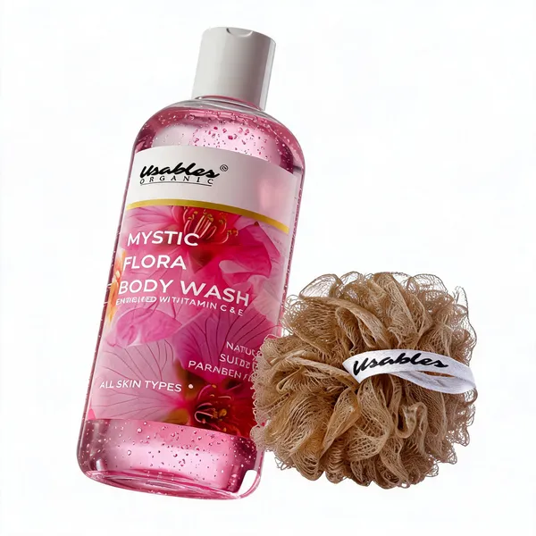 Usables_Organic_Mystic_Flora_Vitamin_C_Body_Wash_300Ml_With_Loofah_Kit