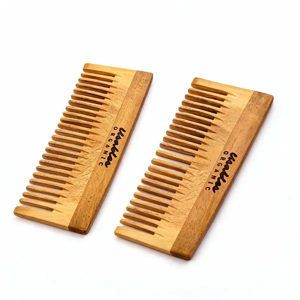 Usables_Organic_Kachhi_Neem_Wood_Wide_Tooth_Comb_Anti-Static_-_Pack_of_2