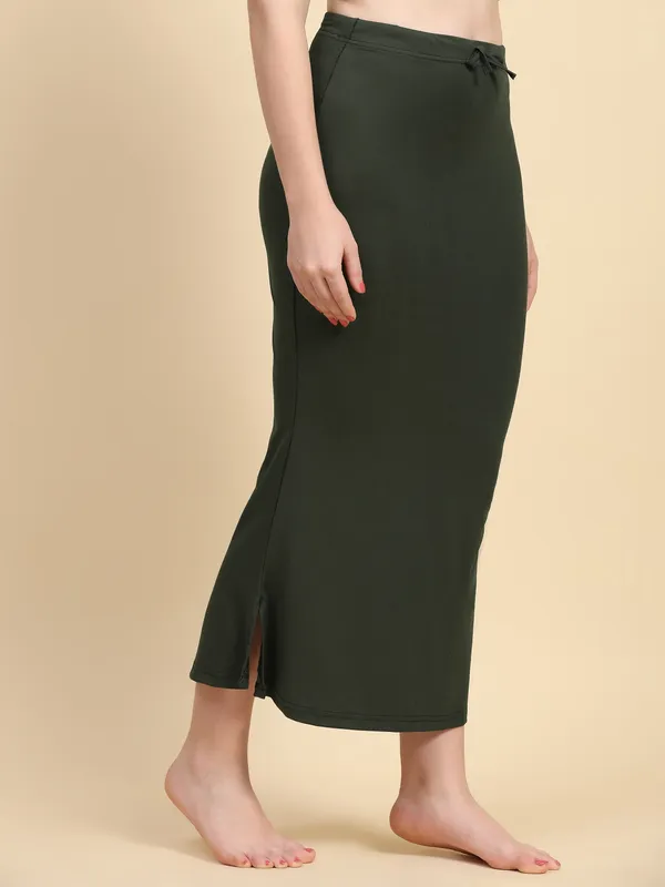 Olive_Green_Drawstring_Fishtail_Skirt_for_Women