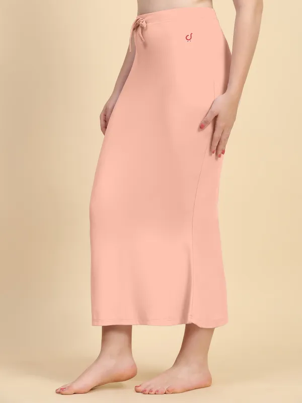 Peach_Solid_Drawstring_Mermaid_Skirt_for_Women