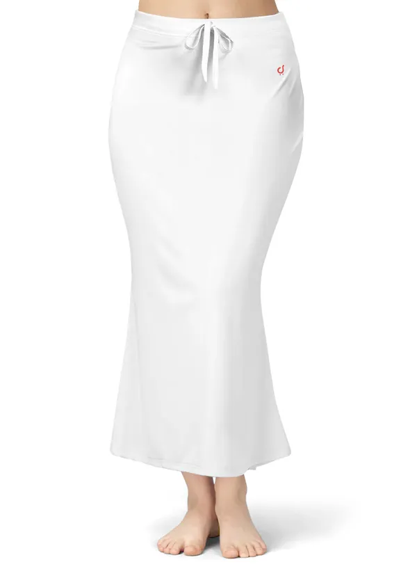 White_Drawstring_Mermaid_Skirt_for_Women