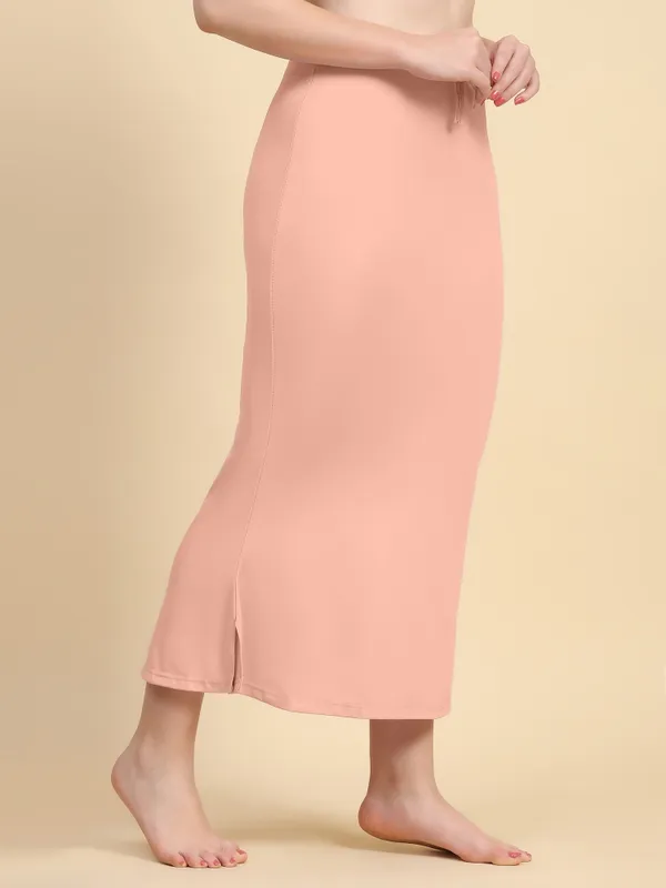 Peach_Solid_Drawstring_Mermaid_Skirt_for_Women