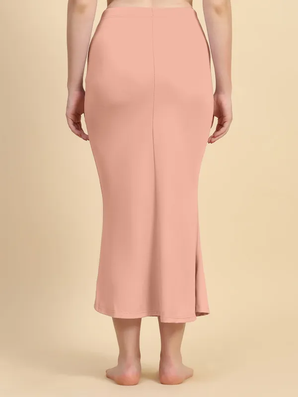 Peach_Solid_Drawstring_Mermaid_Skirt_for_Women