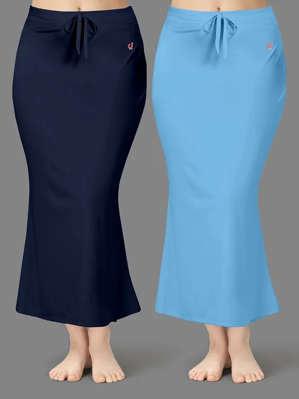 Blue_Solid_Drawstring_Mermaid_Skirt_For_Women