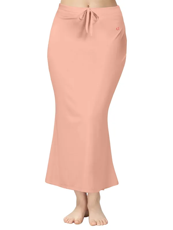 Peach_Solid_Drawstring_Mermaid_Skirt_for_Women