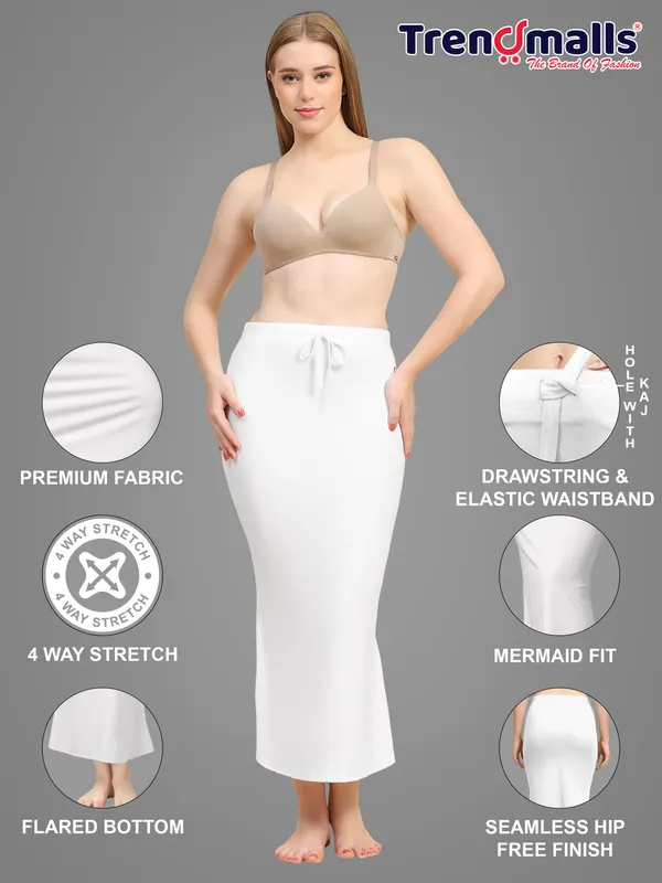 White_Drawstring_Mermaid_Skirt_for_Women