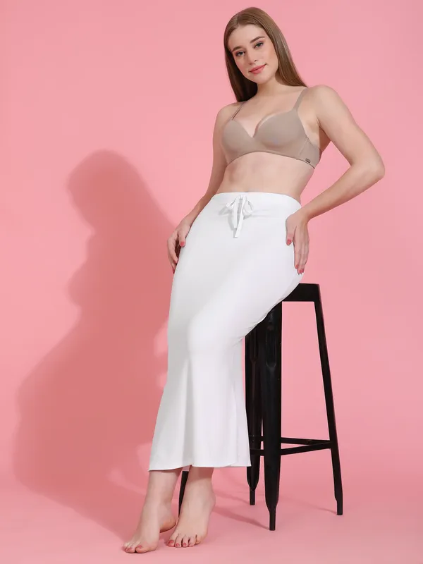 White_Drawstring_Mermaid_Skirt_for_Women