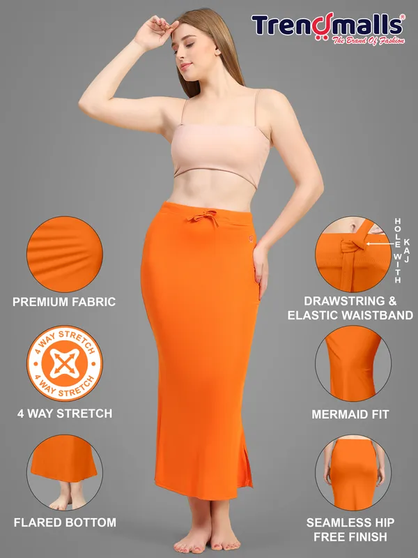 Orange_Drawstring_Mermaid_Midi_Skirt_for_Women