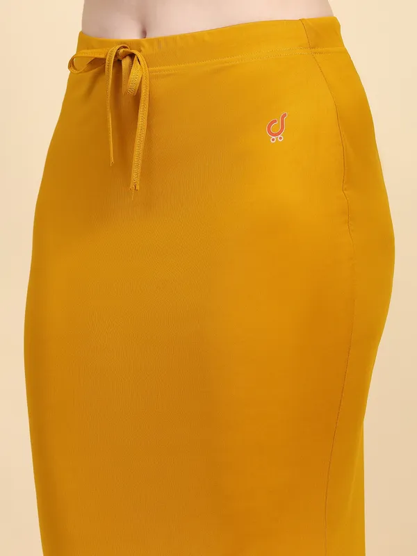 Yellow_Fitted_Drawstring_Long_Skirt_for_Women