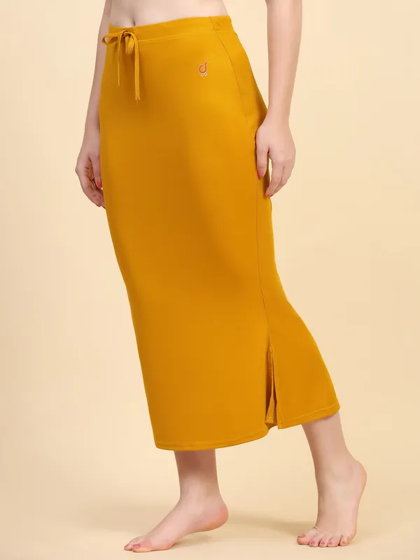 Yellow_Fitted_Drawstring_Long_Skirt_for_Women