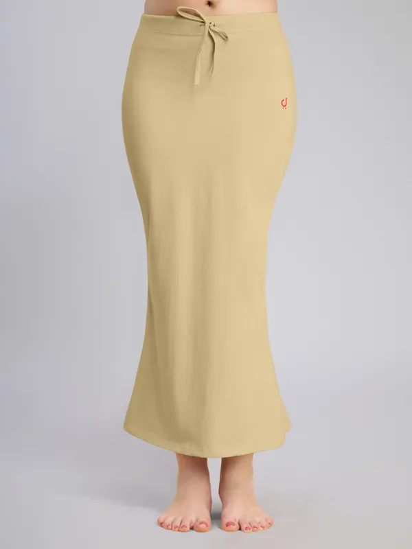 Beige_Cotton_Saree_Shapewear_Petticoat_�_Stretchable_Mermaid_Fit,_Drawstring_Waist