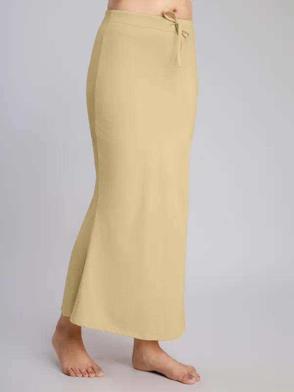 Beige_Cotton_Saree_Shapewear_Petticoat_�_Stretchable_Mermaid_Fit,_Drawstring_Waist