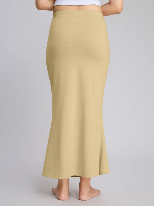 Beige_Cotton_Saree_Shapewear_Petticoat_�_Stretchable_Mermaid_Fit,_Drawstring_Waist