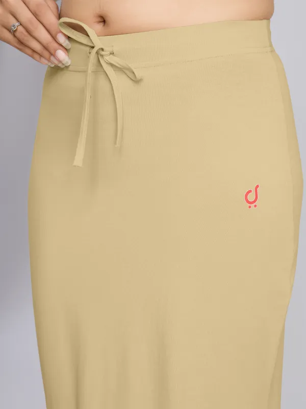 Beige_Cotton_Saree_Shapewear_Petticoat_�_Stretchable_Mermaid_Fit,_Drawstring_Waist