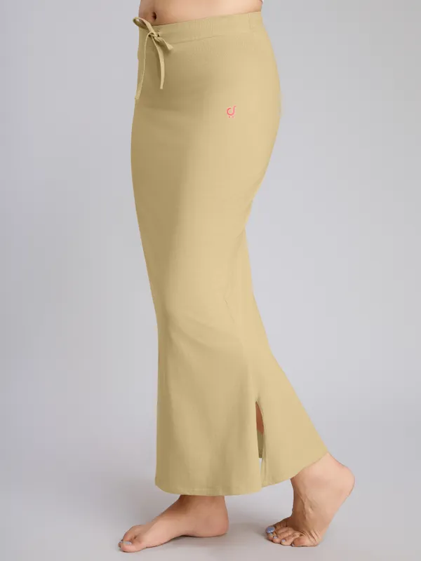 Beige_Cotton_Saree_Shapewear_Petticoat_�_Stretchable_Mermaid_Fit,_Drawstring_Waist