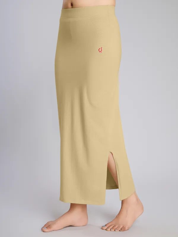Beige_Cotton_Saree_Shapewear_Petticoat_�_Stretchable_Straight_Fit,_Drawstring_Waist