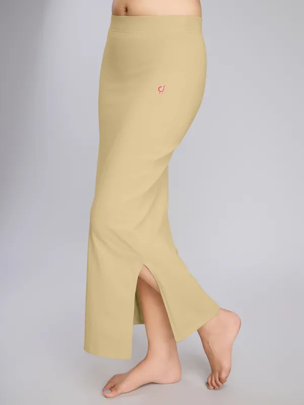 Beige_Cotton_Saree_Shapewear_Petticoat_�_Stretchable_Straight_Fit,_Drawstring_Waist