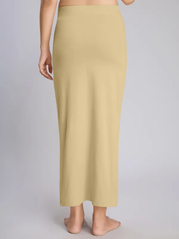 Beige_Cotton_Saree_Shapewear_Petticoat_�_Stretchable_Straight_Fit,_Drawstring_Waist
