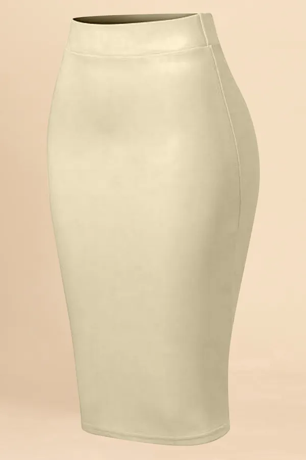 Beige_Lycra_Pencil_Skirt_�_High_Waist_Bodycon_Fit,_Stretchable_&_Sleek_Midi_Skirt