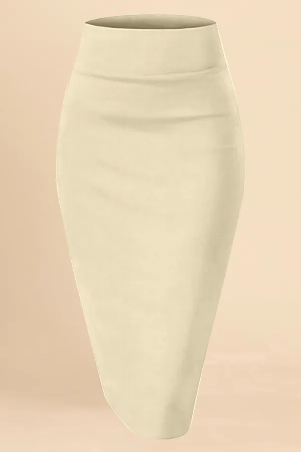 Beige_Lycra_Pencil_Skirt_�_High_Waist_Bodycon_Fit,_Stretchable_&_Sleek_Midi_Skirt