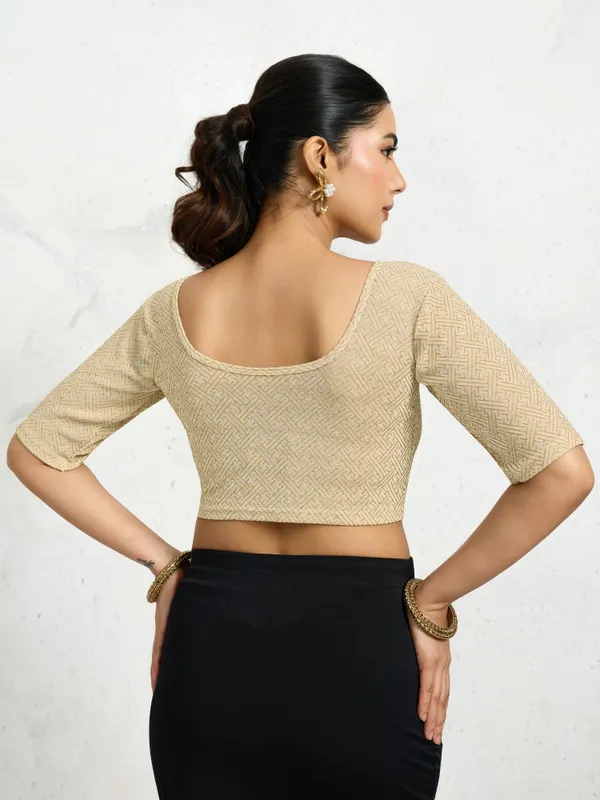 Beige_Polyester_Elastane_Zari_Stretchable_Ready_to_Wear_Blouse_for_women