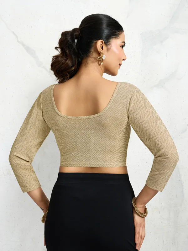 Beige_Polyester_Elastane_Zari_Stretchable_Ready_to_Wear_Blouse_for_women