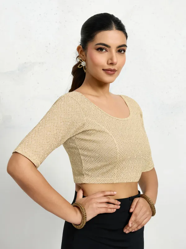 Beige_Polyester_Elastane_Zari_Stretchable_Ready_to_Wear_Blouse_for_women