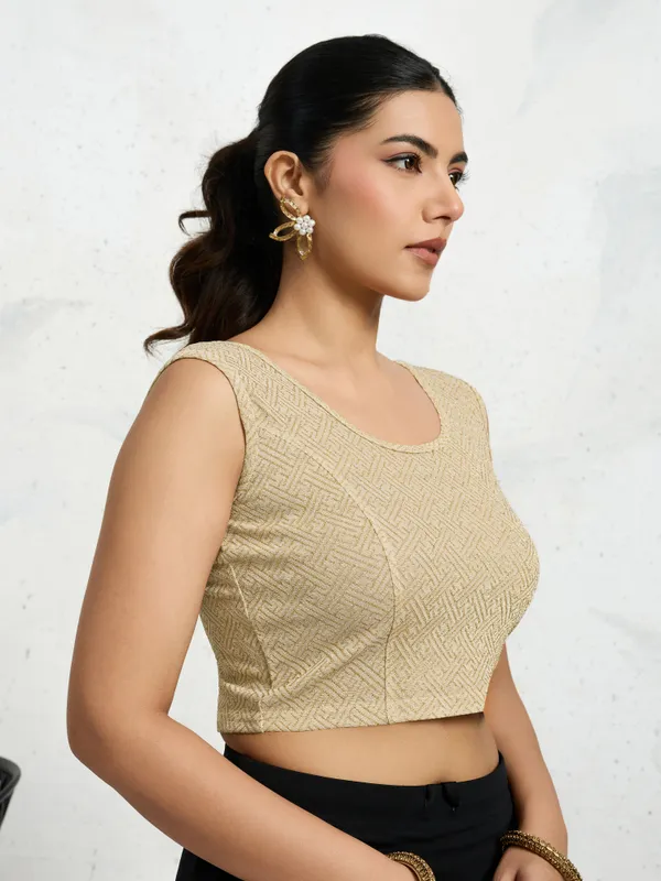 Beige_Polyester_Elastane_Zari_Stretchable_Sleeveless_Ready_to_Wear_blouse_for_women
