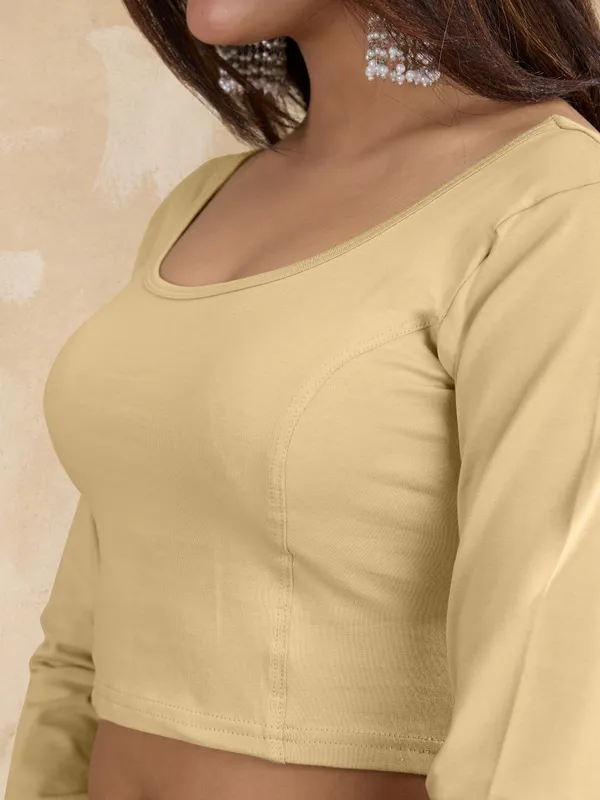 Beige_Pure_Cotton_Elastane_Stretchable_Readymade_Blouse