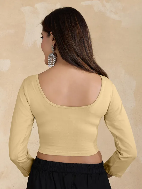 Beige_Pure_Cotton_Elastane_Stretchable_Readymade_Blouse