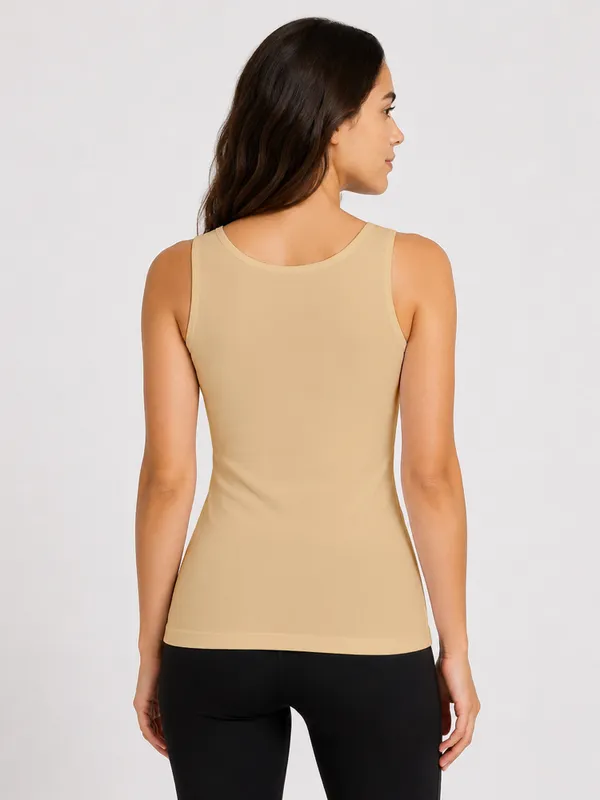 Beige_Sleeveless_Scoop_Neck_Regular_Length_Tank_Top_For_Women_-_Relaxed_Fit,_Soft_and_Breathable_Cotton