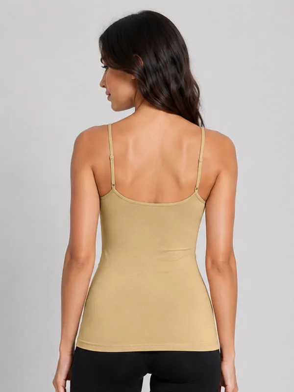 Beige_Sleeveless_Scoop_Neck_Regular_Length_Tank_Top_For_Women_-_Relaxed_Fit,_Soft_and_Breathable_Cotton