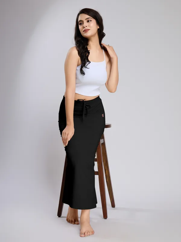 Black_Cotton_Saree_Shapewear_Petticoat_�_Stretchable_Mermaid_Fit,_Drawstring_Waist