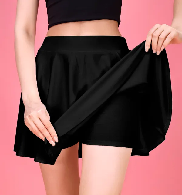 Black_Flared_Skater_Mini_Skirt_with_Inner_Shorts_�_High_Waist,_Stretchable_&_Comfortable_Fit