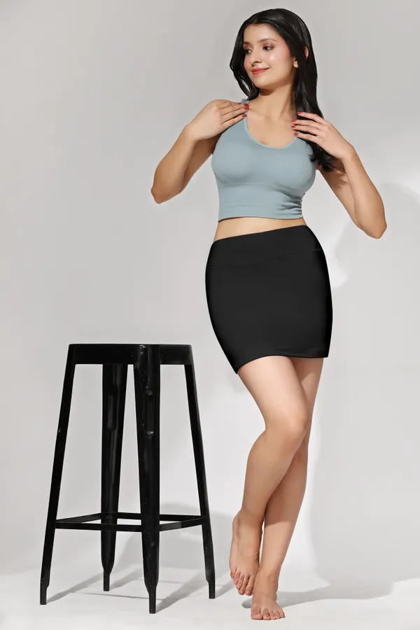 Black_High_Waist_Stretch_Mini_Skirt_for_Women_|_Soft_&_Body_Fit
